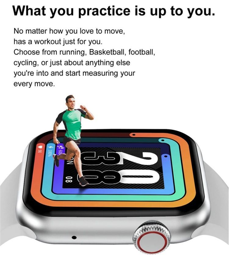 Smart Bracelet T900 PRO MAX smartwatch Bluetooth call CRRSHOP Smart Watch  1.8" HD large screen black silvery grey pink blue watch rotate button free shipping