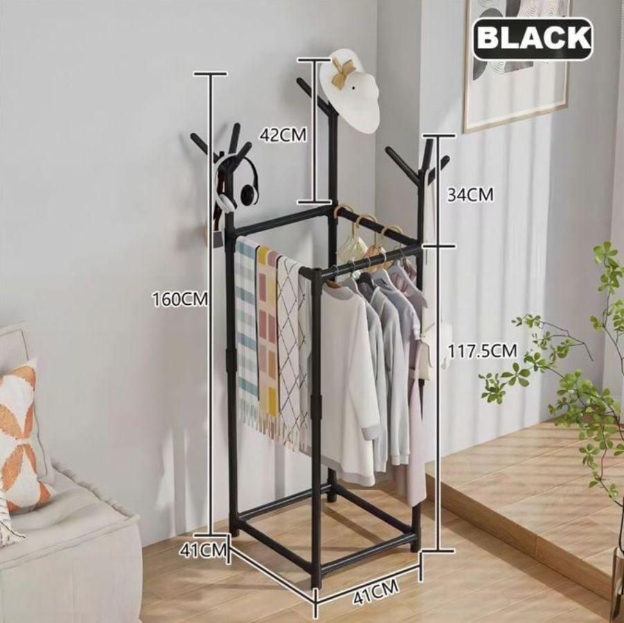 Multifunctional Clothes Racks - Black store clothes shoes  baskets and bags  umbrellas 