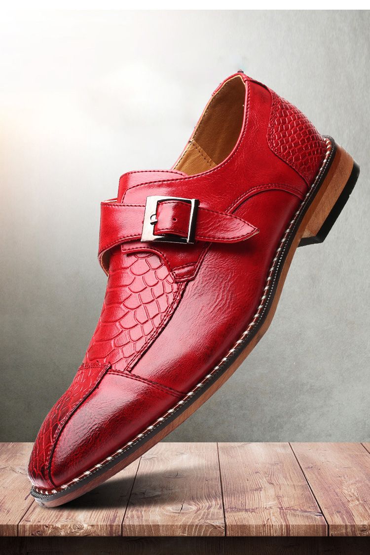 Spring new business casual men's shoes: British pointed-toe leather shoes, men's belt-buckle trendy shoes, men's cross-border shoes