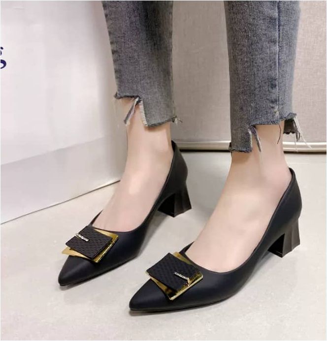 Pointed Toe Soft Leather Casual Pumps High Heels Shoes Women Shoes For Women New Style
