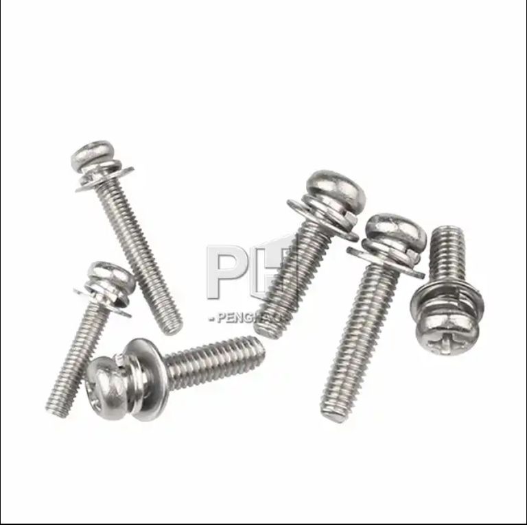Nickel-plated pan head cross with pad round head three combination screws spring pad m2 screws M3 M4 M5 M6 40 10 10