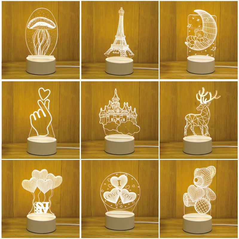 3D LED Lamp， Creative 3D LED Night Light， Novelty Night Light， 3D Lighting Table Lamp， Home Decorative Lamp， wee light， night light， bedside lamp， Children's Night Light， atmosphere lamp， ambient light， mood light.