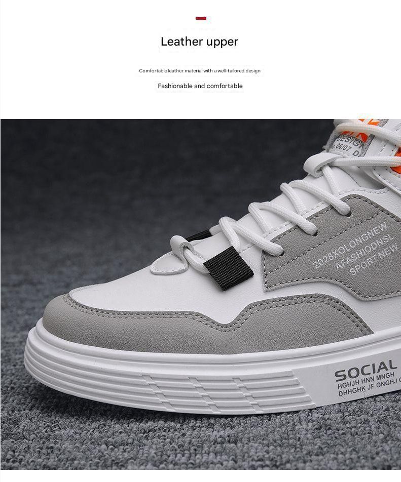 Skateboarding Shoe New High Top Shoes for Spring Summer Men's Flat Bottomed Board Shoes Trendy Versatile Student Casual Single Shoes for Men