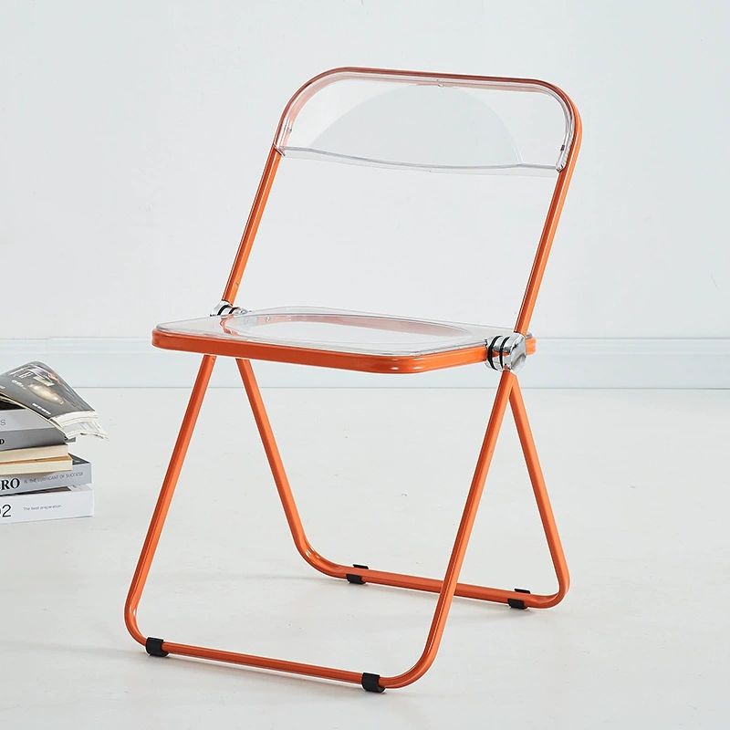 Home transparent folding chair fashionable acrylic crystal chair portable makeup chair ins style internet celebrity photo chair clothing store restaurant chairSpray-orange
