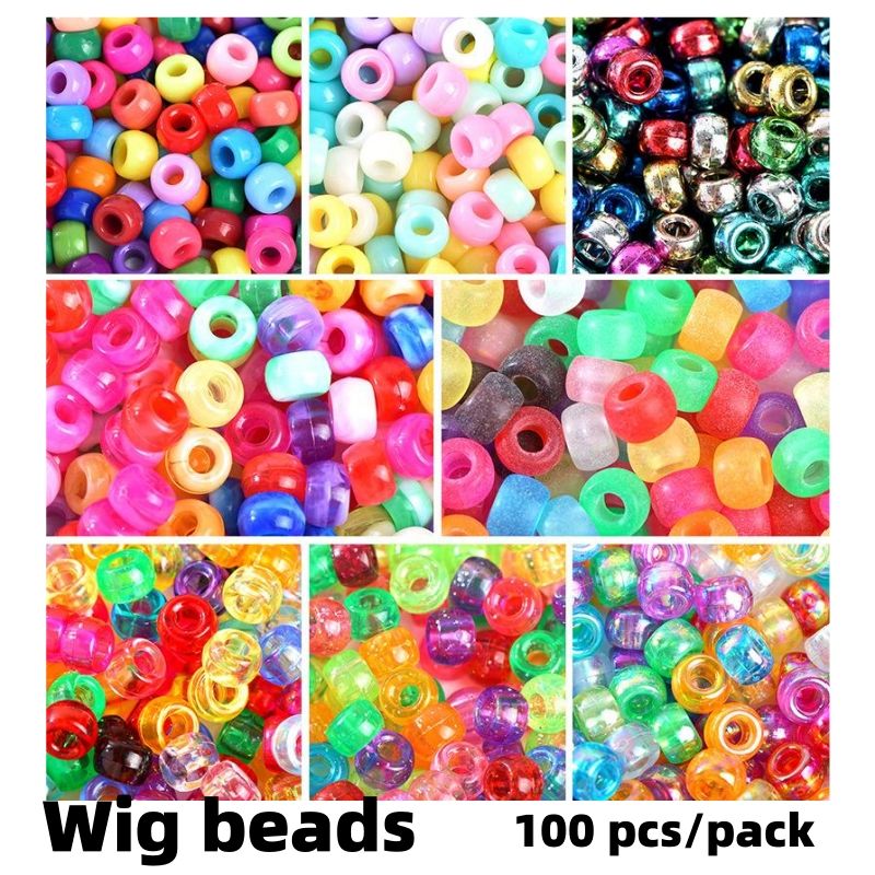 6 * 9mm bucket beads 100 pcs/pack Pony beads wigs CRRSHOP Transparent scallion powder frosted dirty braid large hole bucket bead DIY jewelry accessories