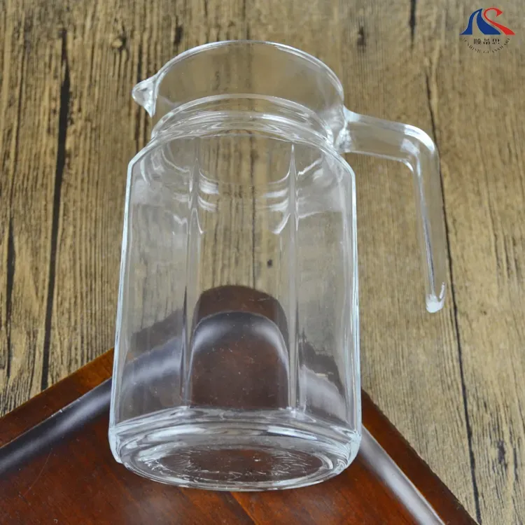 0.5L Small Glass Jugs Manufacturing Hot Selling Lead Free 500ml Water Juice Glass Pitcher with Handle and Lid