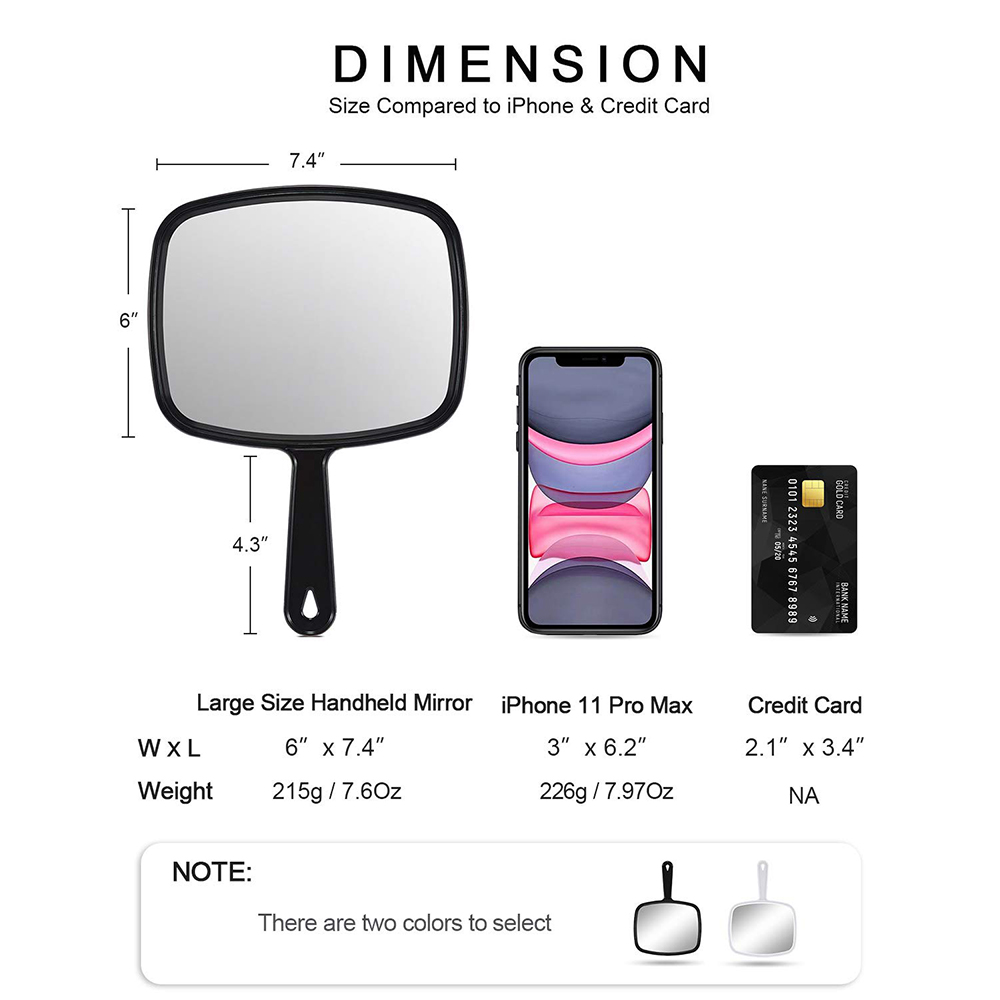 jm-002 Hand Mirror Salon Barber Hairdressing Handheld Mirror with Handle Square
