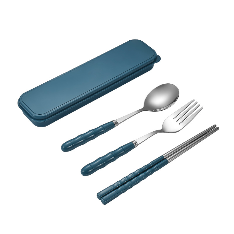 Stainless Steel Portable Student Tableware Outdoor Travel lunch Box Three-Piece Spoon Fork Chopsticks Set Adult Gift Cutler