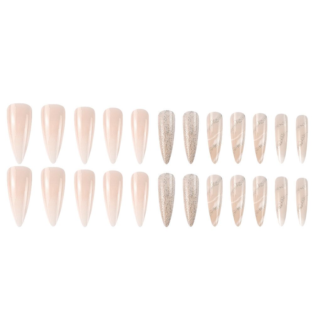Women Make Up Fake Nail Long Style Pink Color 