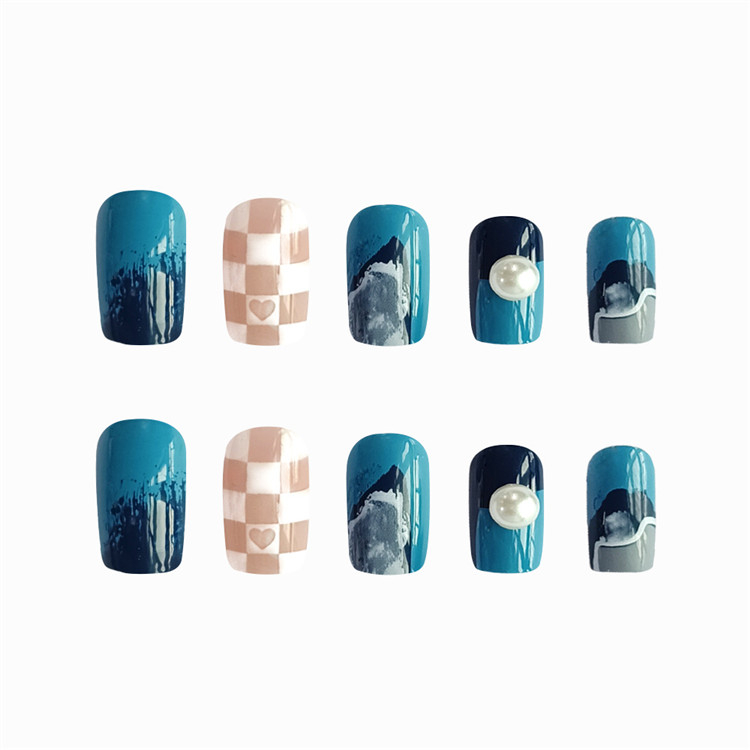 24pcs Small Floral Printed False Nails Patch Glue Type Short Paragraph Fashion Manicure Natural Artificial Ballerina Fake Nails christmas gift nails 
