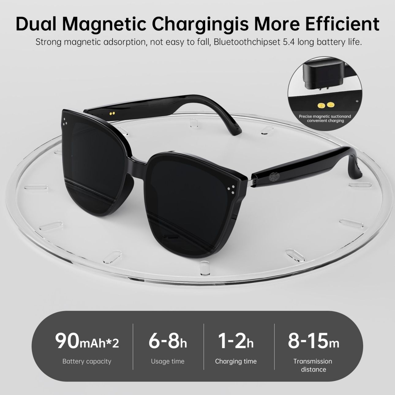 Wireless Bone Conduction Smart Glasses, Stable Bluetooth Connection Eyewear, Hands-Free Calling & Stereo Music Playback, Ultra-Light Ergonomic Design, Comfortable All-Day Wear Smart Audio Glasses