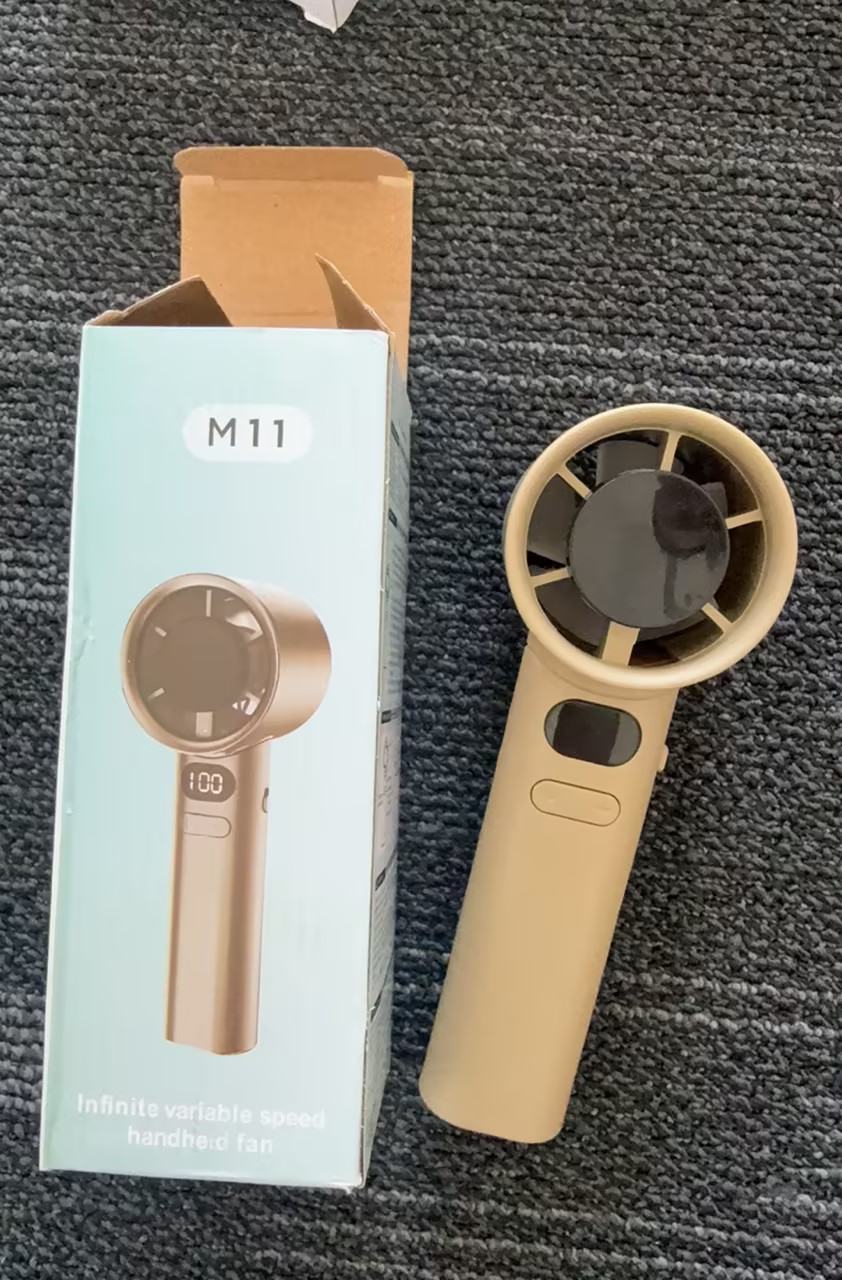 M11 Mini Handheld Turbo Fan, 120 Gears Stepless Speed Adjustment Powerful Hurricane Wind USB Rechargeable Portable Pocket Cooling Fan with LED Digital Display, 