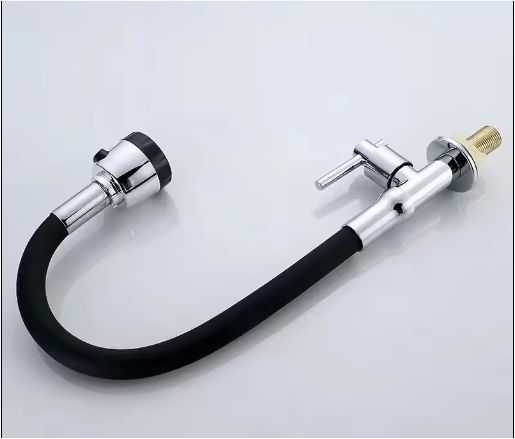 Chrome Plated Kitchen Flexible Tap Zinc Alloy Goose Neck  Cold Water Tap
