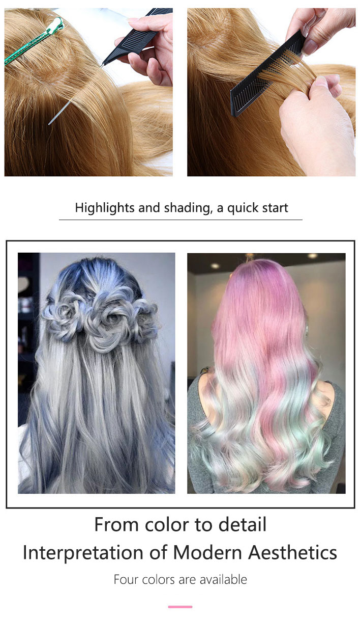 06926 Steel Pin Rat Tail Carbon Fiber Heat Resistant Teasing Combs with Stainless Steel Pintail Salon Styling Combs