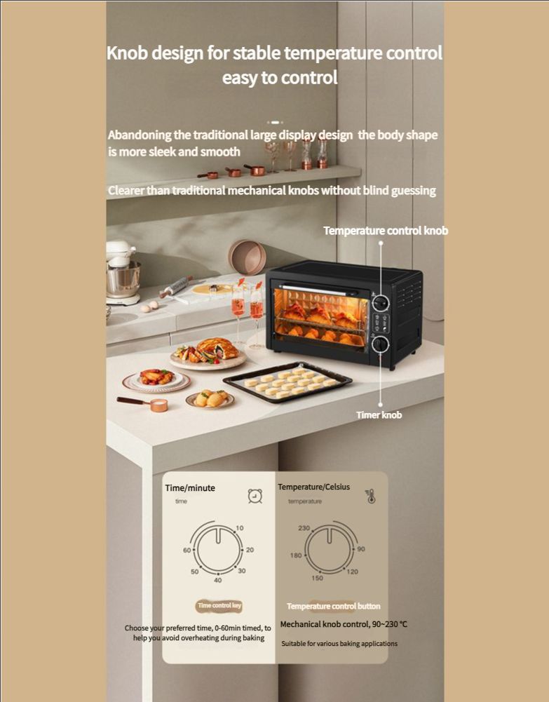 8-Slice Extra Wide Convection Toaster Oven, Fits 9"x13" Oven Pans and 12" Pizza, Bake, Toast, Broil, and Keep Warm Functions, Countertop Compact Design 