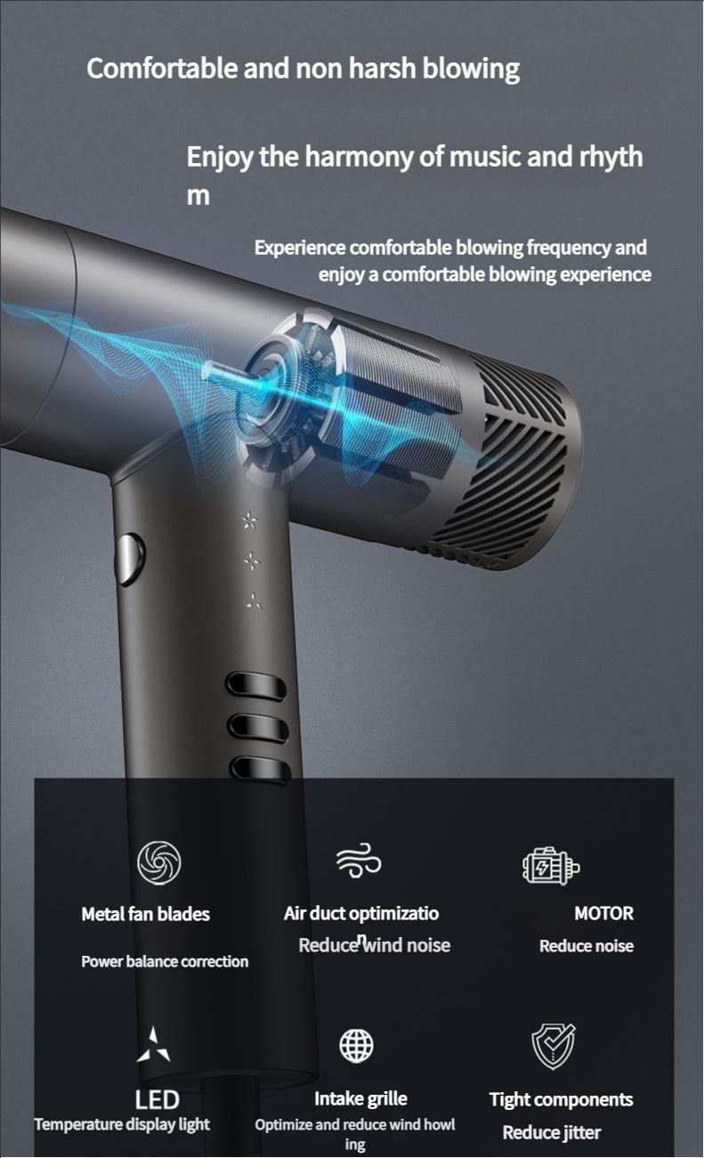 High speed hair dryer for household noise reduction, brushless quick drying hair dryer, negative ion hair care, foreign trade, cross-border