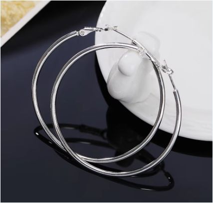 Stainless Steel Silver Plated Hoop Earrings for Women Girls
