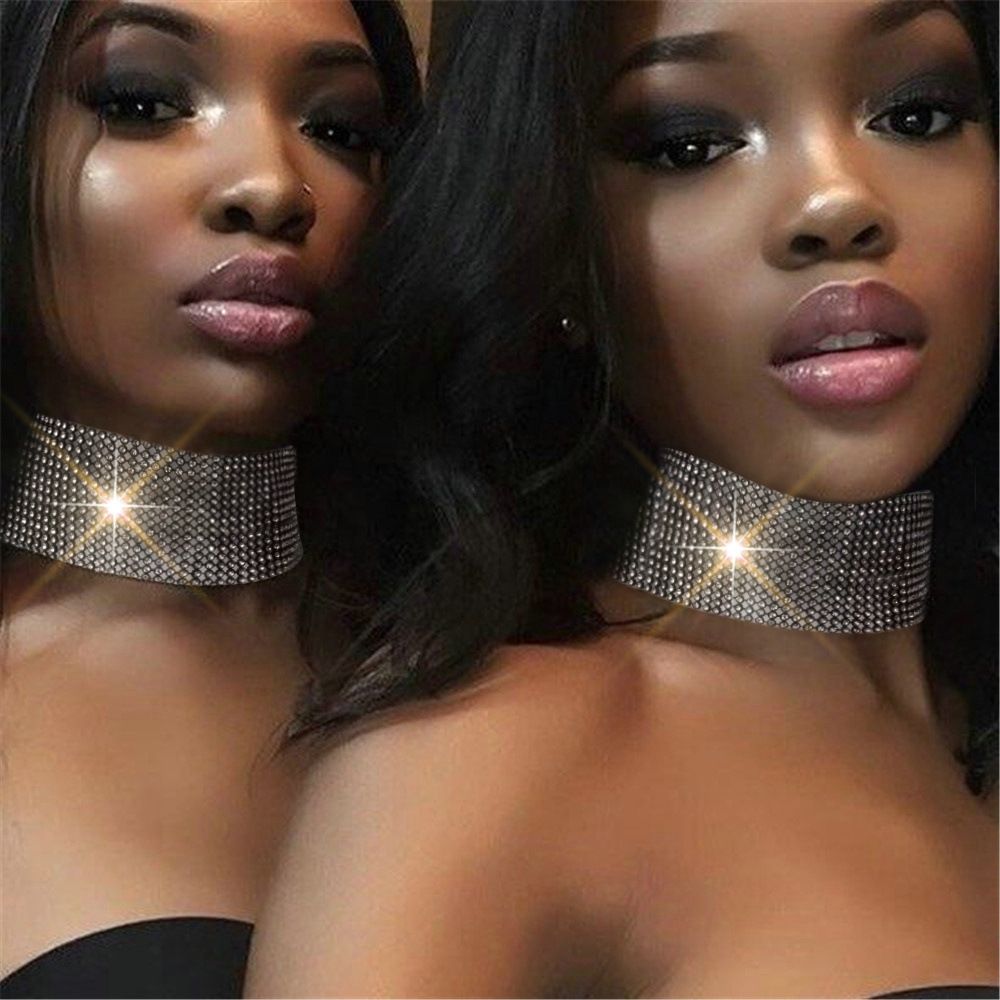 New Arrival A Rhinestone Choker Necklace, European American Trend Exaggerated Neck Jewelry, Luxury Clavicle Chain Accessories for Women Party Daily
