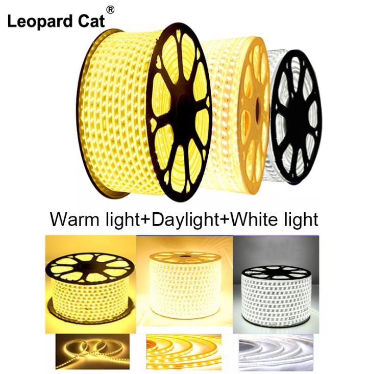 Leopard Cat 50M/Roll Warm light + Day light + white 2835 LED Strip Light 72 Lamp Beads 50Meters/Roll+2 pcs Controller Waterproof 1Pcs/Box