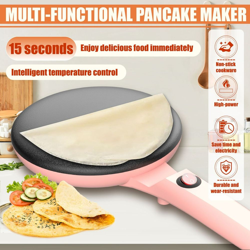 Electric Crepe Maker 8 Inch,  Portable Crepe Maker & Hot Plate Cooktop On/Off Switch, Nonstick Coating, Automatic Temperature Control, Easy To Use For Pancakes, Blintz, Chapati