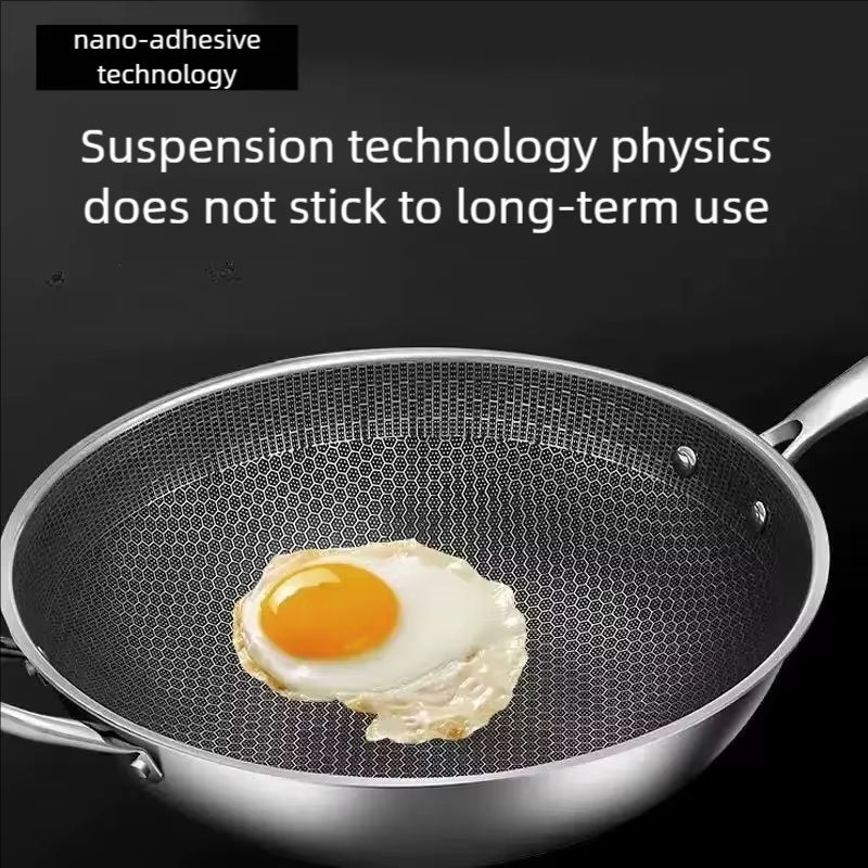 316 Stainless Steel Wok Pan,Hybrid 12 inch Wok, PFOA Free Cookware,non stick Stainless Steel Woks & Stir-fry pans Nonstick, Dishwasher and Oven Safe, Works on Induction (32CM)