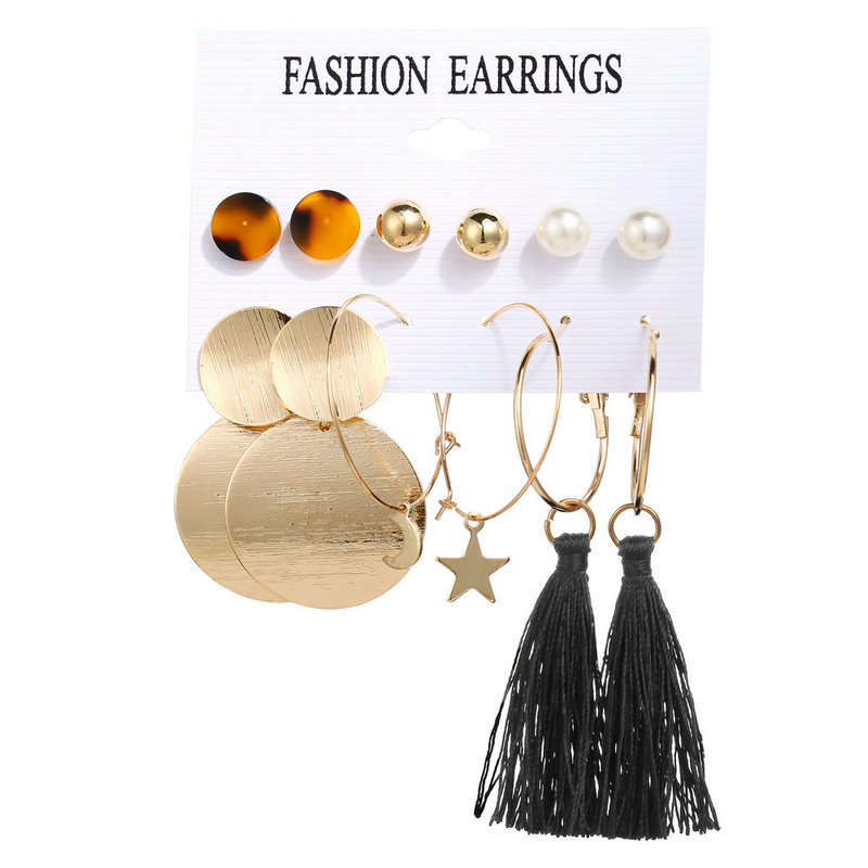 5508 6pcs Stylish Bohemian Earrings for Women Set of New Stylish Geometric Earrings for Women's Fashion Jewelry
