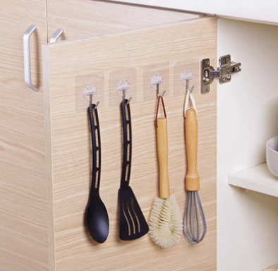 10 Pcs Wall Hook Multi-Function Transparent Strong Self-adhesive Key Coat Towel Door Hanger Hooks for Hanging Kitchen Bathroom Storage Rack