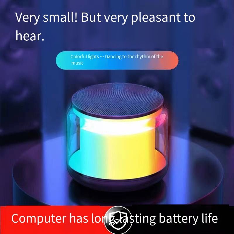 Portable Wireless Bluetooth Speaker with RGB LED Lights, Mini Desktop Outdoor Speaker with Heavy Bass Support TF Card USB Playback for Home Camping Travel