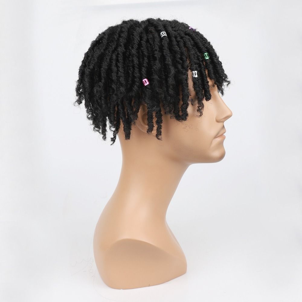 TopKiss High Temperature Resistant Curly Hair Wig for Men with Dirty Braids and Twisted Pieces Local