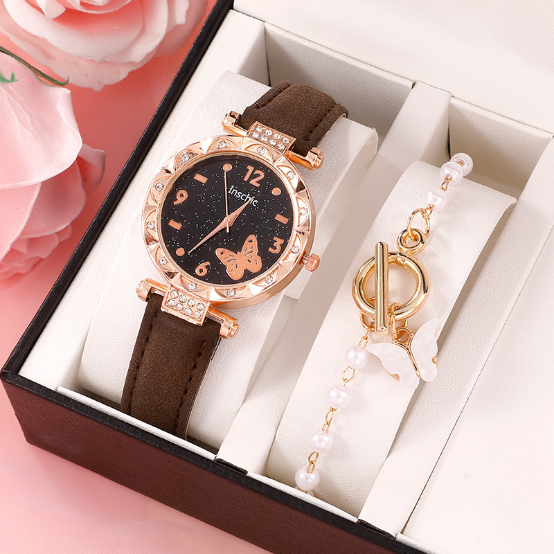 SW1382 women's watch set butterfly starry sky design fashion girls watch  bracelet set