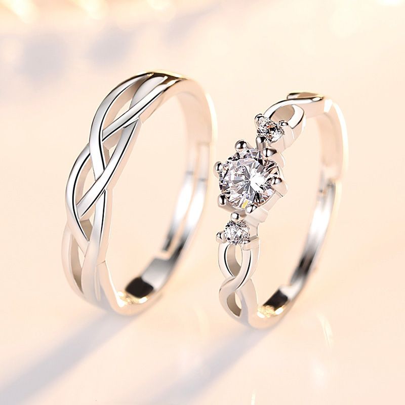 Couples rings Moissanite rings with adjustable opening for men and women