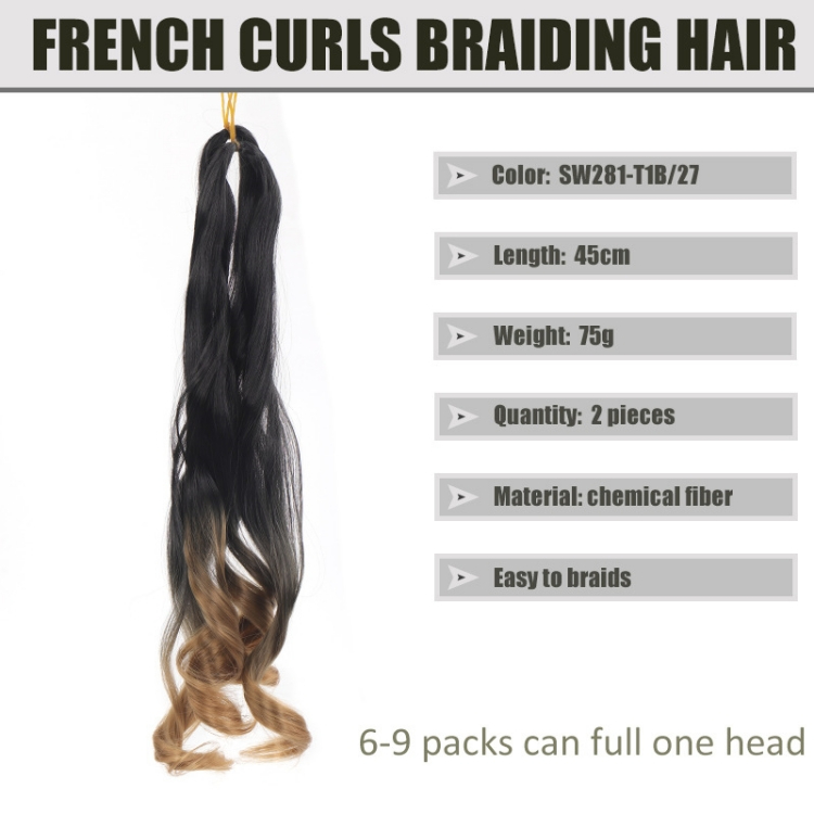 Wigs female French Curly hair Crochet needle weave Hair 2-piece set Curly hair Braid cauda equina big roll cauda equina CRRSHOP women beauty care hair dressing wig