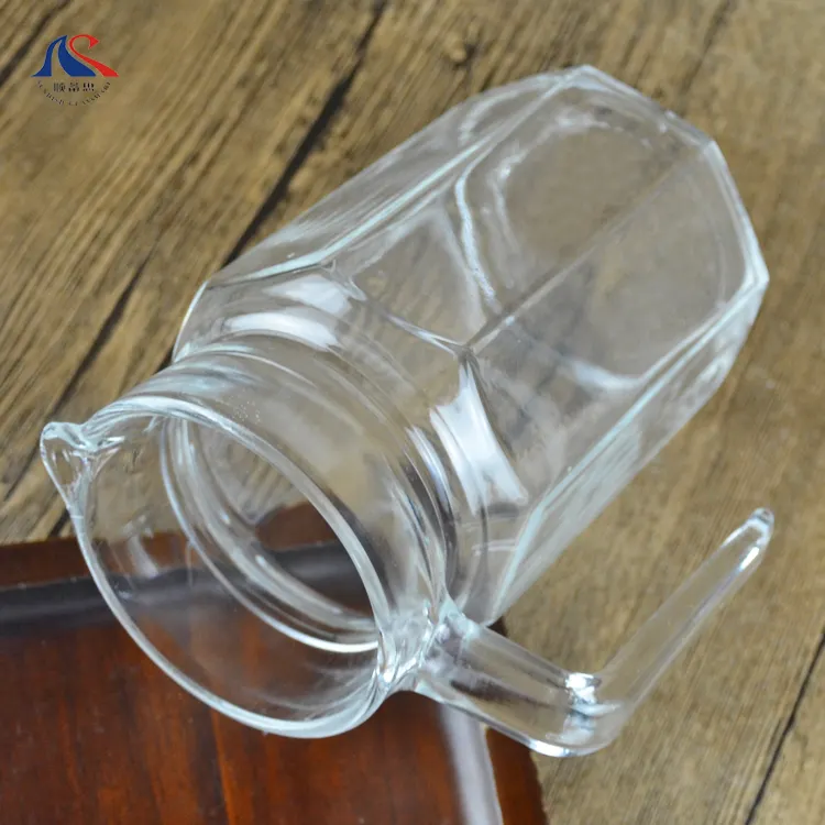 0.5L Small Glass Jugs Manufacturing Hot Selling Lead Free 500ml Water Juice Glass Pitcher with Handle and Lid
