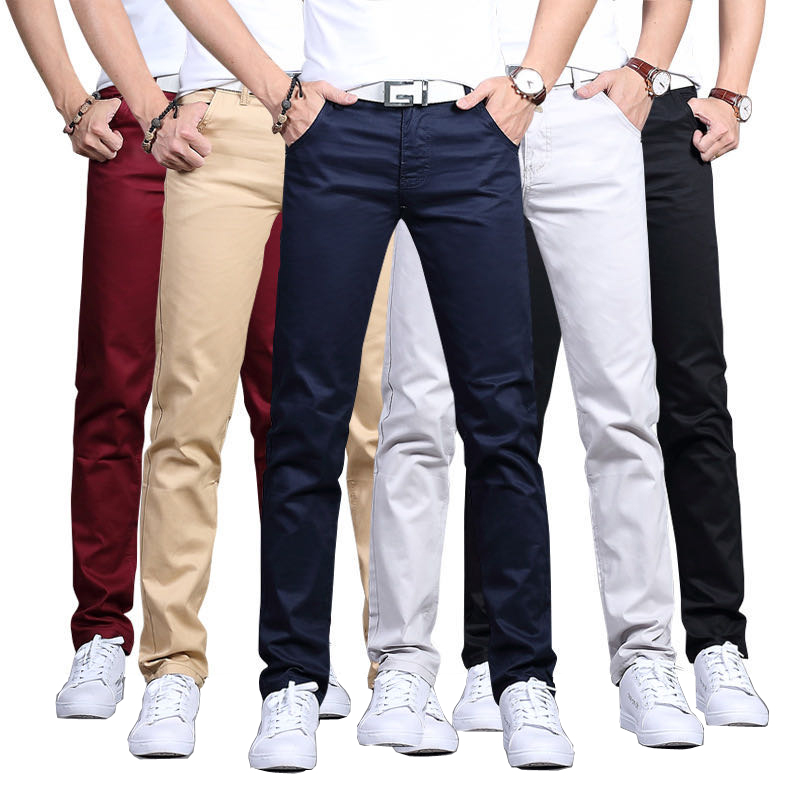 New Casual Pants Men Cotton Slim Fit Chinos Fashion Trousers Male Clothing Plus Size 9 colour ( see size table deatil) 28-38