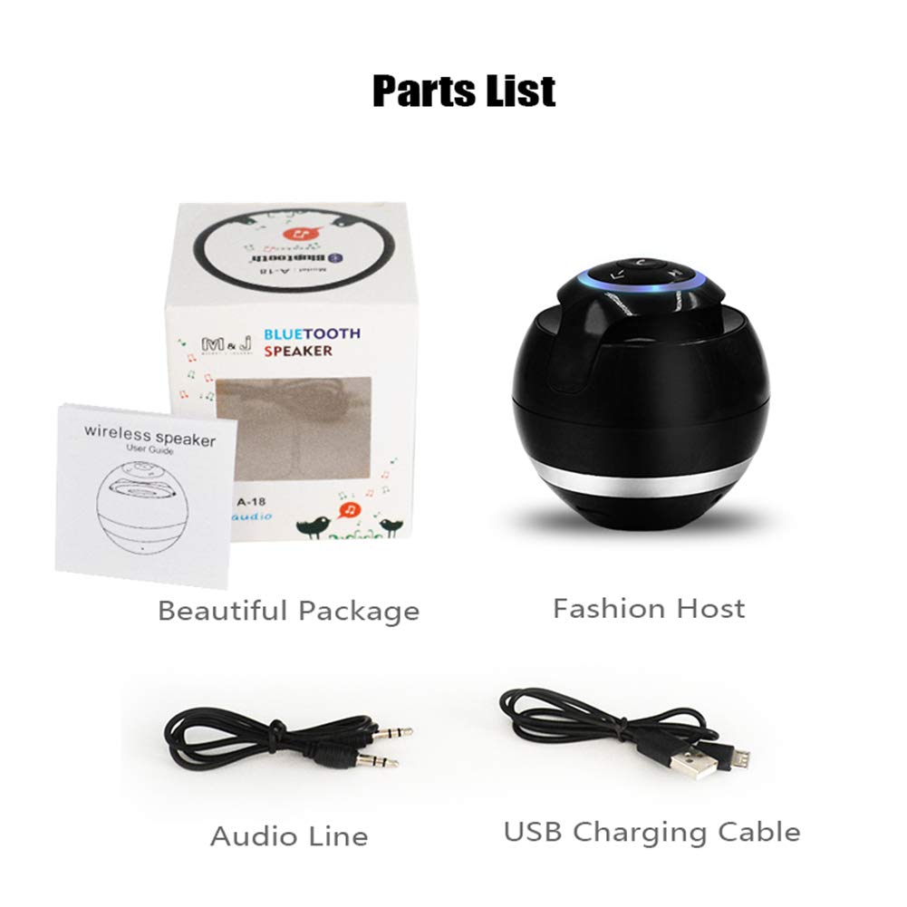 Wireless Bluetooth Speaker Ball Post TF FM Radio MP3 - Black