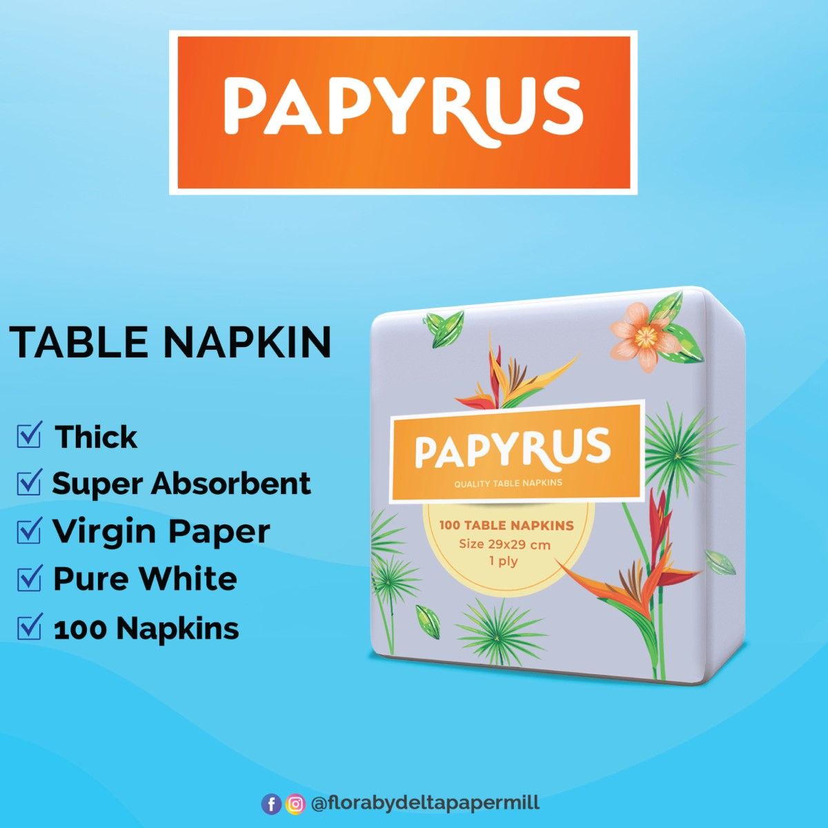 PAPYRUS 100 TABLE NAPKINS-TISSUE 