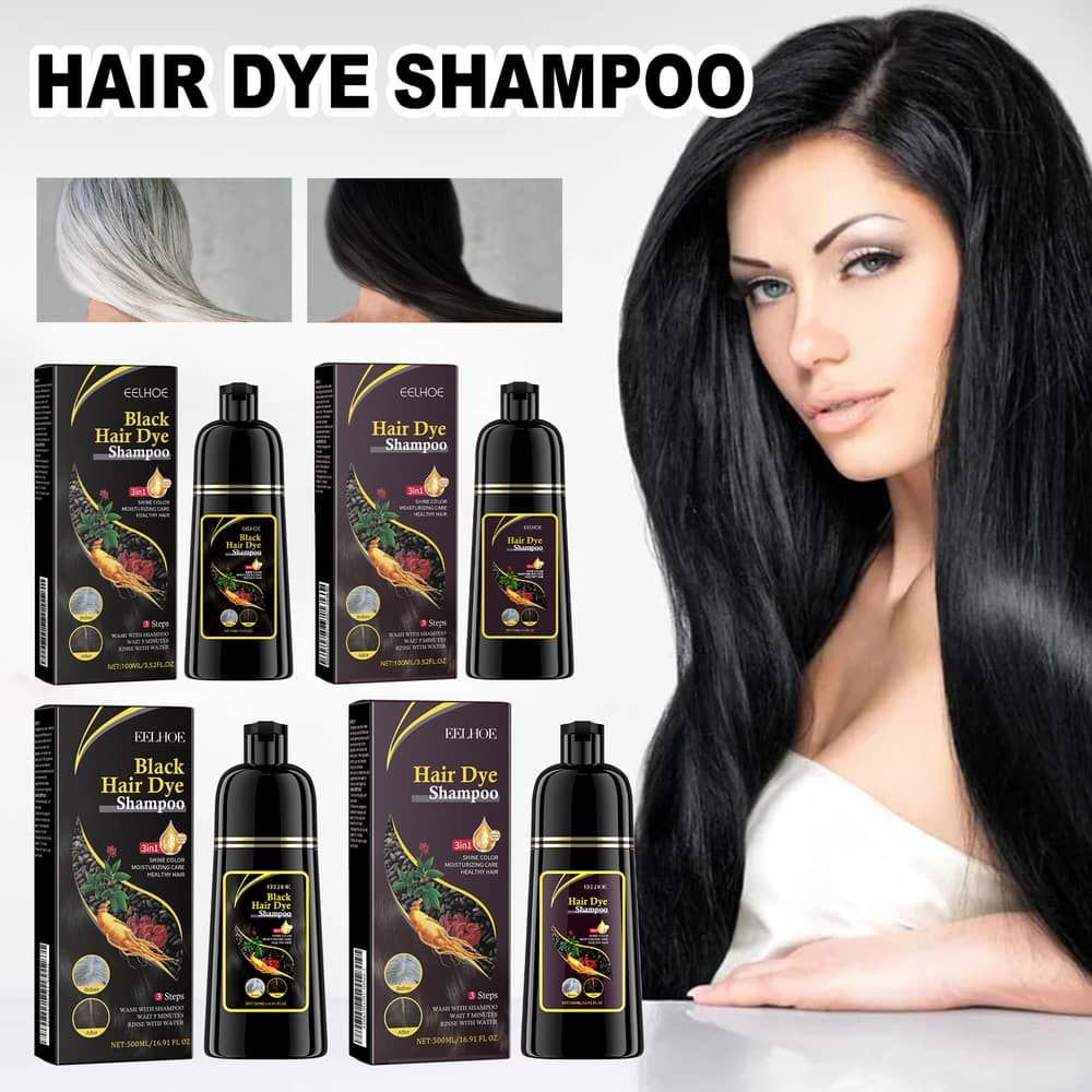 EELHOE Magic Natural Herbal Hair Dye Shampoo 3 in 1 Hair Color Shampoo for Gary Hair Dark Brown Black Women & Men Grey Coverage