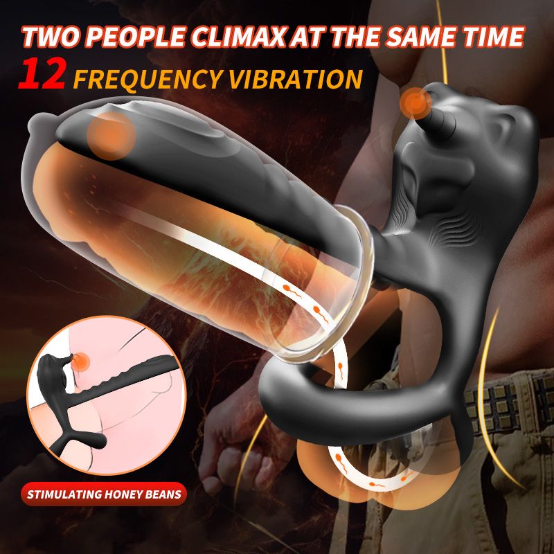APP Thrusting Anal Stimulator with Vibrating Cock Ring, Stretchable Prostate Massager with 6 * 6 * 6 Modes, 3 in 1 Realistic Dildo Anal Vibrator, Adult Sex Toys for Men and Couples, Black
