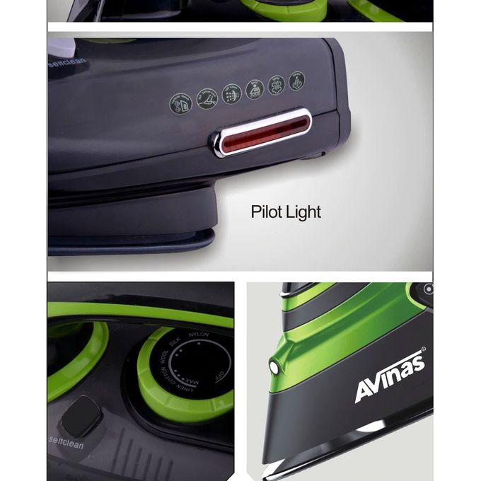 Avinas Electric Steam Iron - 3000 Watts - Green/Black