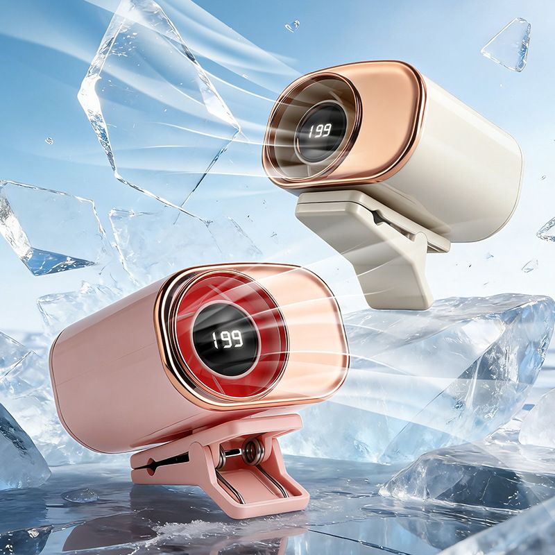 New Digital Display Waist Clip Fan, USB Charging Brushless Motor Mini Fan, Portable Desktop Clip Fan, Personal Cooling Fan for Outdoor & Office Use