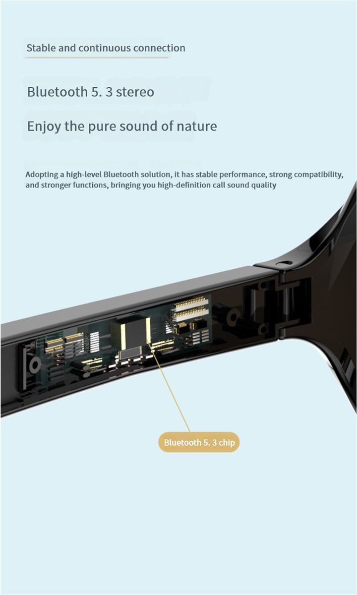  F08 Smart Audio Bluetooth Sunglasses - Wireless Headphones with UV Protection and Multi-functional Sunglasses