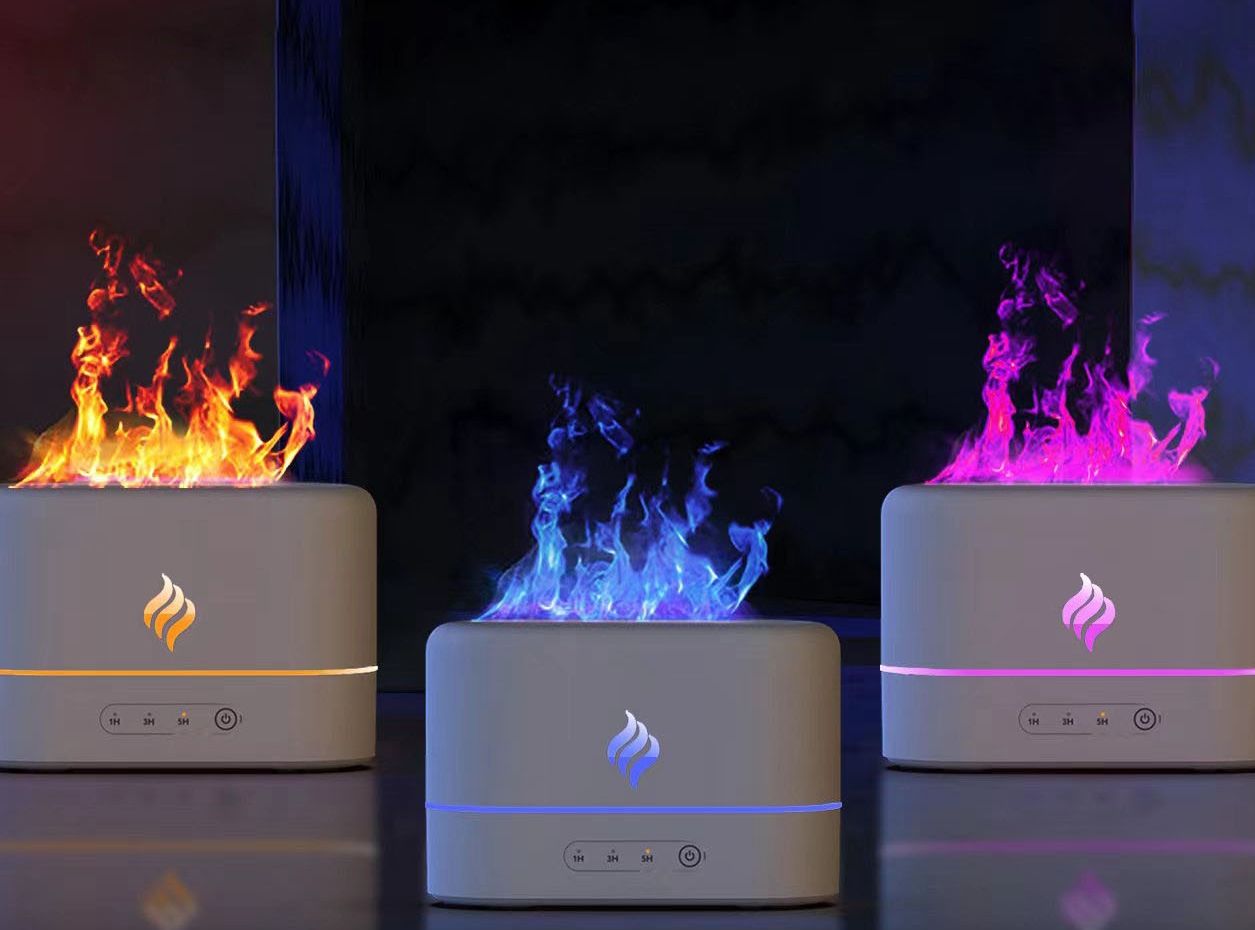 Simulated Flame Diffuser Colorful Gradient Creative Home Ultrasonic Aromatherapy Machine Flame Humidifier