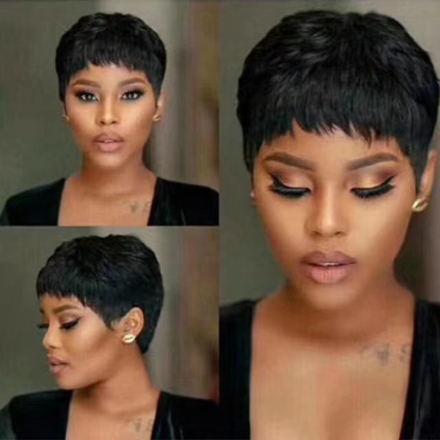 European & American Style Short Wigs for Women Machine Made Synthetic Fiber Full Head Fashion Daily Hair Wig
