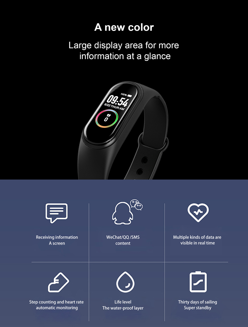 AUNONT M4 Pro Smart Band Thermometer New M4 Band Fitness Tracker Heart Rate Blood Pressure Fitness Bracelet Smart Watch for Android iOS