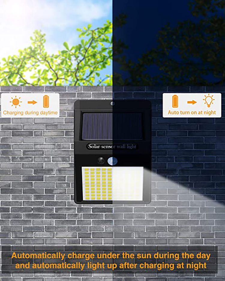 Solar Lights Outdoor,Motion Sensor Lights 3 Modes Solar Security Lights Solar  Waterproof Outdoor Lights for Garden Fence Patio Garage