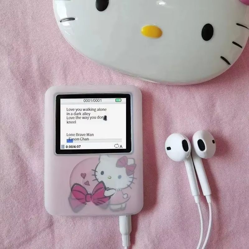 Kawaii Hello Kitty Student MP3 Cartoon Anime Portable Mini Music Walkman Sports Companion Sound Can Be Played Externally New
