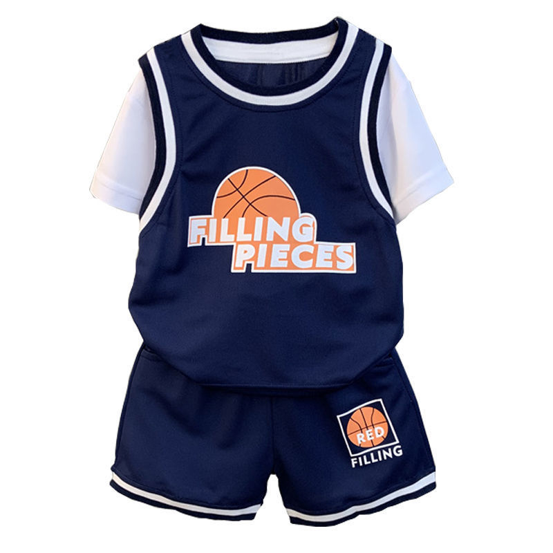 1015# children's basketball kit Boys' sports clothing double-sided basketball jersey training uniform