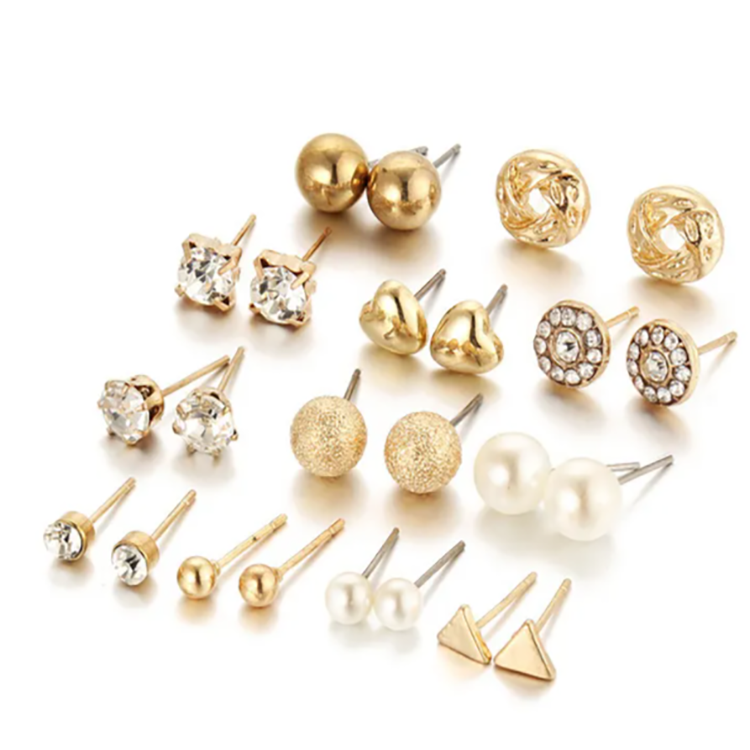 12pc/set Ladies Earrings Set Triangle Earrings women ladies Jewelry girl bargains 