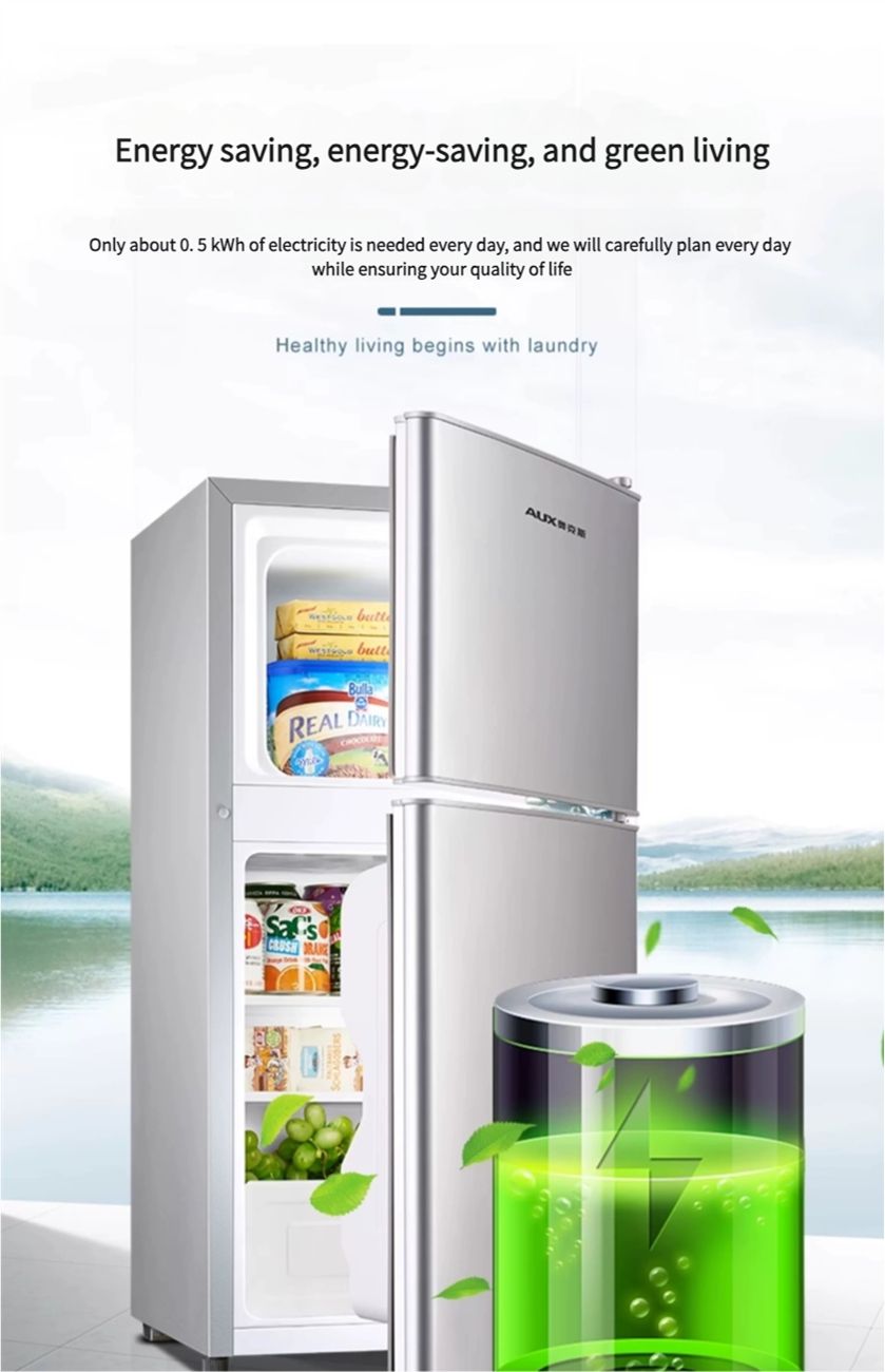 AUX first level energy-saving small refrigerator for home use, small office rental, refrigeration, freezing, antibacterial, low-noise refrigerator