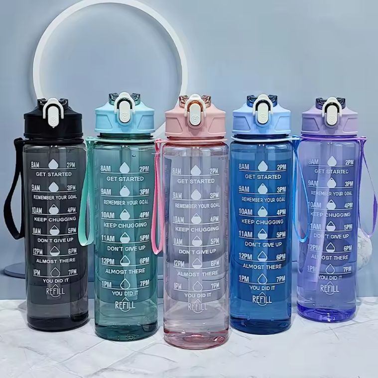 Portable Transparent 900ML Plastic Leak-proof Outdoor Sport Water Bottle